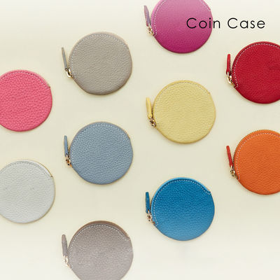 Zipper Closure Mini Small Genuine Leather Custom Change Coin Wallet Round Coin Purse