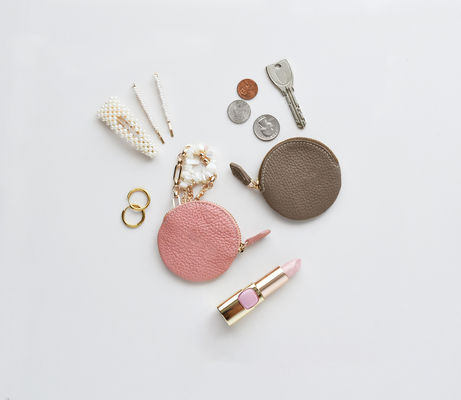 Zipper Closure Mini Small Genuine Leather Custom Change Coin Wallet Round Coin Purse