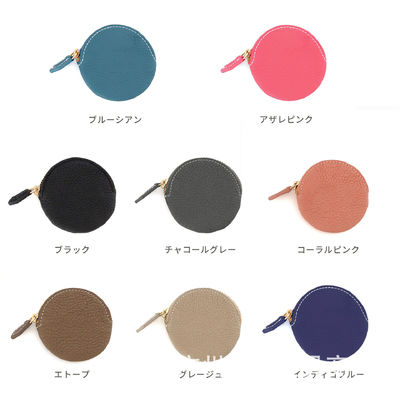 Zipper Closure Mini Small Genuine Leather Custom Change Coin Wallet Round Coin Purse