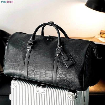 OEM / ODM Luxury Vegan Leather Crocodile Pattern Overnight Hand Bag for Men Custom Logo