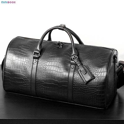 OEM / ODM Luxury Vegan Leather Crocodile Pattern Overnight Hand Bag for Men Custom Logo