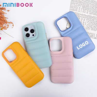 MN-1737 Cute Candy Color Puffer Phone Cover With Holder for iPhone 13 14 15 Pro Max