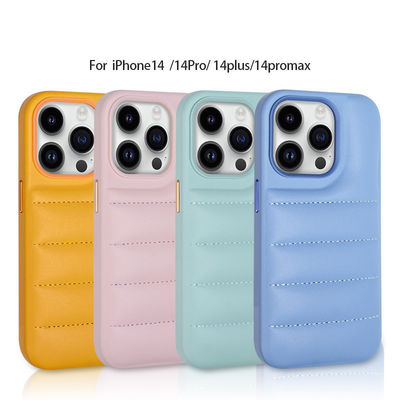 MN-1737 Cute Candy Color Puffer Phone Cover With Holder for iPhone 13 14 15 Pro Max