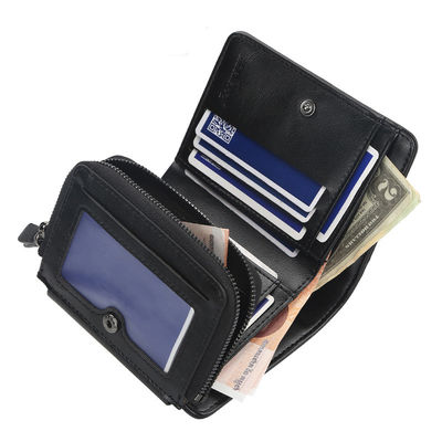 Ultra Thin Three Fold First Layer Men's Leather Wallet with Short Length and PU Leather