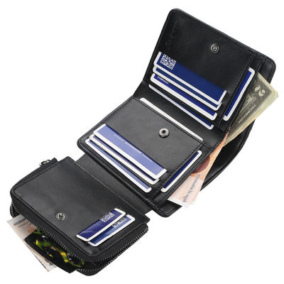 Ultra Thin Three Fold First Layer Men's Leather Wallet with Short Length and PU Leather