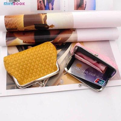 Minibook Custom Logo 4 Inch Weave Coin Pouch Women Wallet For Daily Organization