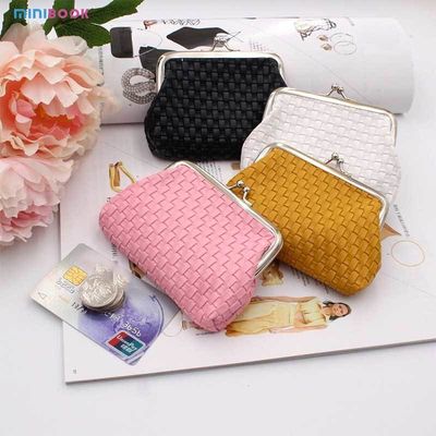 Minibook Custom Logo 4 Inch Weave Coin Pouch Women Wallet For Daily Organization