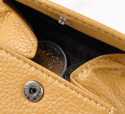 Mini Card Holder Litchi Pattern PU Leather Wallet Female Three Fold Wallet with Coin Purse