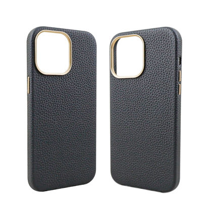 Private Mold Lychee Pattern Phone Case For iPhone 13 15 Shockproof PU Leather Cover For iPhone 14