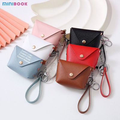 Customized Logo Genuine Leather Minibook Coin Purse for Coin Lanyard Bag