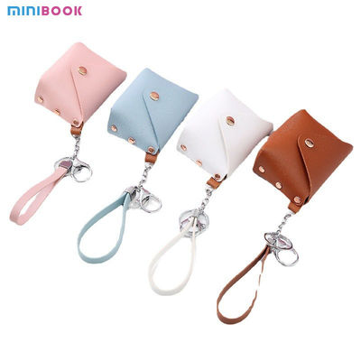 Customized Logo Genuine Leather Minibook Coin Purse for Coin Lanyard Bag