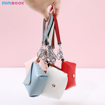 Customized Logo Genuine Leather Minibook Coin Purse for Coin Lanyard Bag