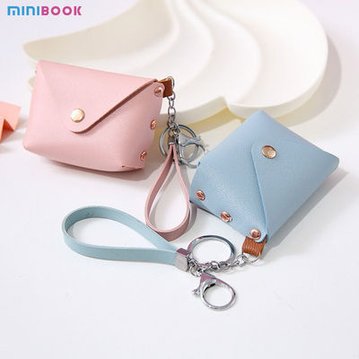 Customized Logo Genuine Leather Minibook Coin Purse for Coin Lanyard Bag