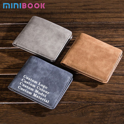 Custom Logo Short Card Holder Purse Two Fold PU Leather Wallet for Multicard Storage
