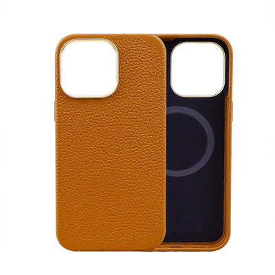 Custom Logo Avaliable Genuine Pebble Leather Phone Case for iPhone 14 13 12 11 Pro Max