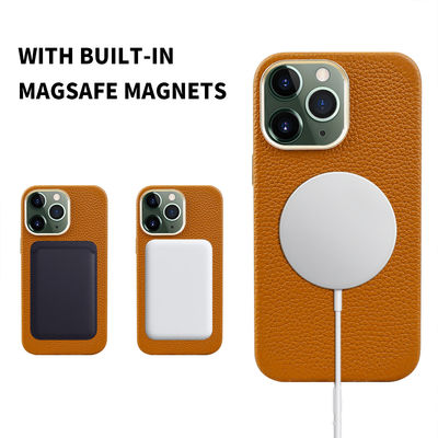 Custom Logo Avaliable Genuine Pebble Leather Phone Case for iPhone 14 13 12 11 Pro Max