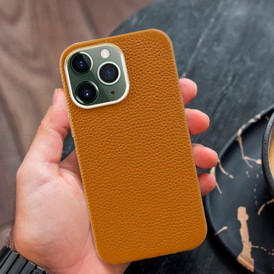 Custom Logo Avaliable Genuine Pebble Leather Phone Case for iPhone 14 13 12 11 Pro Max