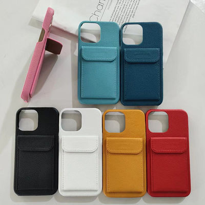Handcrafted Leather Card Holder Phone Case with Shockproof Feature and Luxury Design