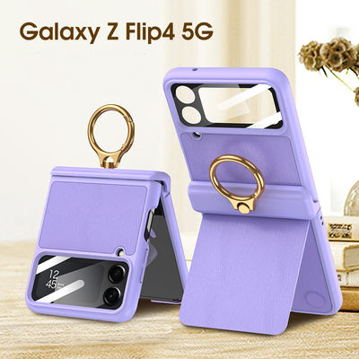 Ultra-thin Vegan Skin Magnetic Suction Bracket Flip Case for Samsung Flip 4 2023 5G