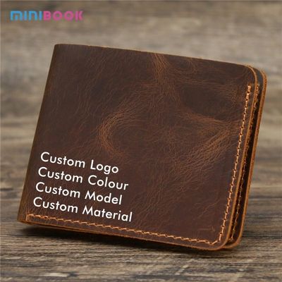 Open Closure Minibook Genuine Leather Multi-function Card Holder Clip Wallet for Men