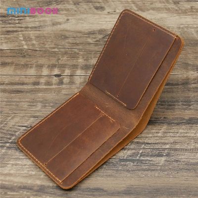 Open Closure Minibook Genuine Leather Multi-function Card Holder Clip Wallet for Men
