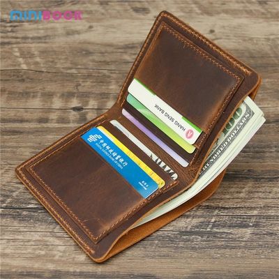 Open Closure Minibook Genuine Leather Multi-function Card Holder Clip Wallet for Men