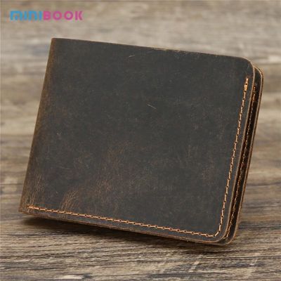 Open Closure Minibook Genuine Leather Multi-function Card Holder Clip Wallet for Men