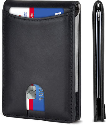 15-25 Days Delivery Time Men's Genuine Leather RFID Blocking Wallet with Money Clip