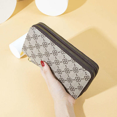 Large Capacity Long Women Leather Card Holder Wallet with Double Zipper Fashionable Look