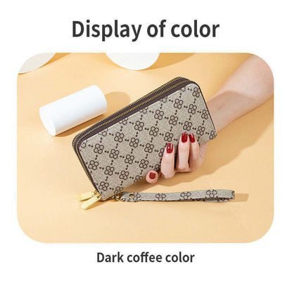 Large Capacity Long Women Leather Card Holder Wallet with Double Zipper Fashionable Look
