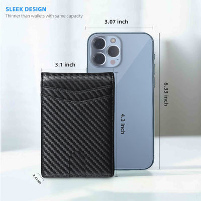 Customized Slim Carbon Fiber Genuine Leather Money Clip Wallet for Men RFID Blocking