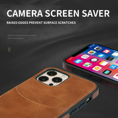 iPhone 15 Pro Max PU Leather Back Cover Card Slot Holder Slim Vintage Mobile Phone Case