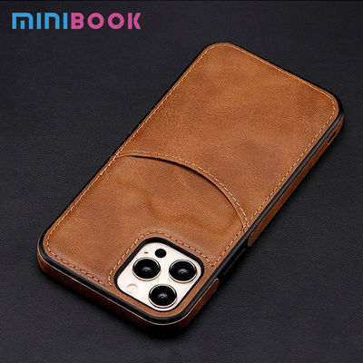 iPhone 15 Pro Max PU Leather Back Cover Card Slot Holder Slim Vintage Mobile Phone Case