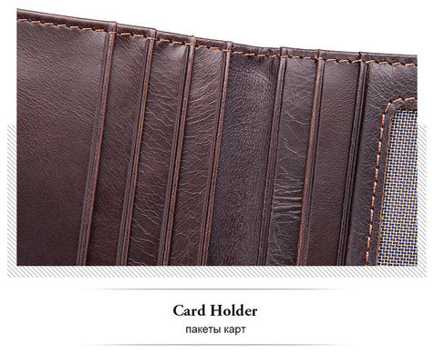 Minibook Cowhide Wallet for Men Genuine Leather Slim Money Clip and Zipper Coins Purse