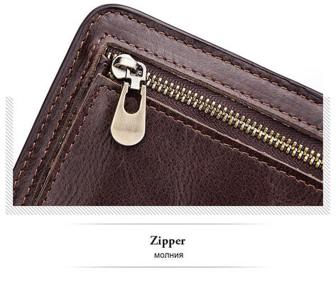 Minibook Cowhide Wallet for Men Genuine Leather Slim Money Clip and Zipper Coins Purse