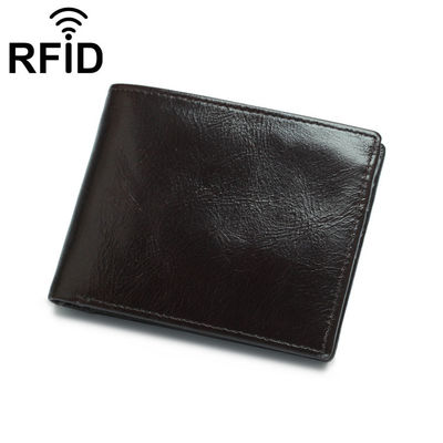 Customized Leather Men's Wallet with Hot Stamping Logo and RFID Blocking Technology