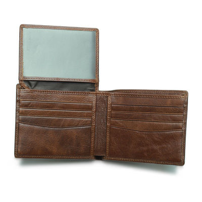 Customized Leather Men's Wallet with Hot Stamping Logo and RFID Blocking Technology