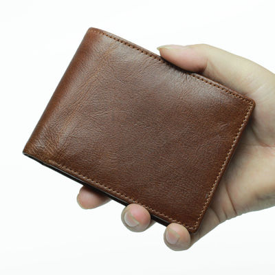 Customized Leather Men's Wallet with Hot Stamping Logo and RFID Blocking Technology