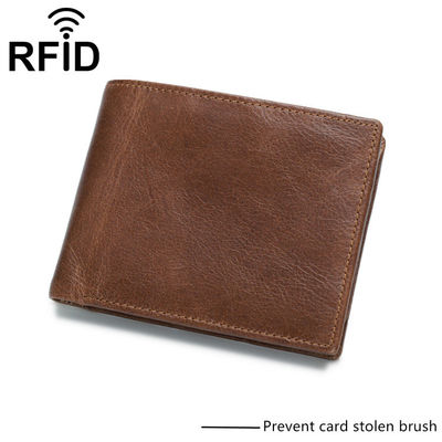 Customized Leather Men's Wallet with Hot Stamping Logo and RFID Blocking Technology