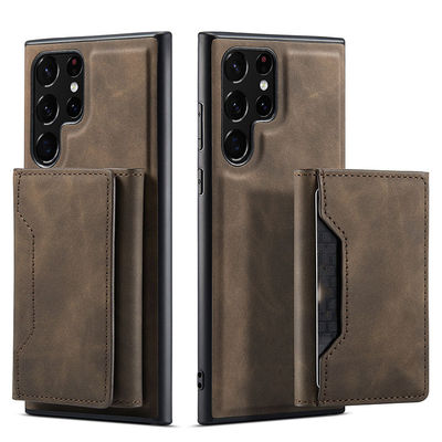 NO Private Mold PU Leather Magnetic Card Pocket Case for Samsung Galaxy S22 S23 Ultra