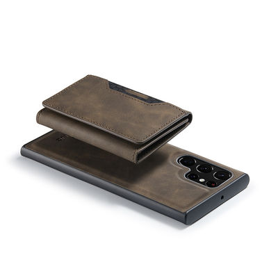 NO Private Mold PU Leather Magnetic Card Pocket Case for Samsung Galaxy S22 S23 Ultra