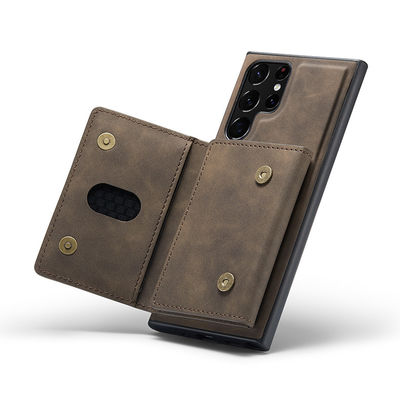 NO Private Mold PU Leather Magnetic Card Pocket Case for Samsung Galaxy S22 S23 Ultra