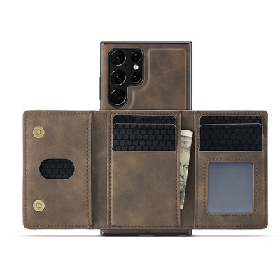 NO Private Mold PU Leather Magnetic Card Pocket Case for Samsung Galaxy S22 S23 Ultra