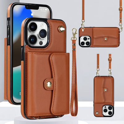 Iphone 13 12 15 14 Pro Max Mini Wallet Bag Card Holder Slim Case With Lanyard Y Support Wireless Charge