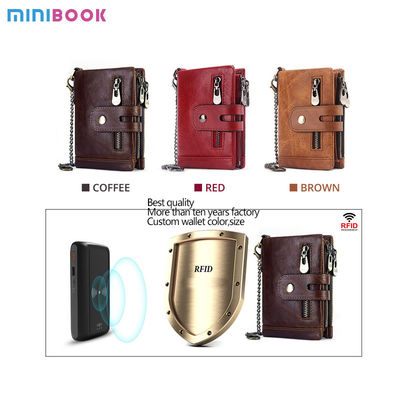 GENUINE LEATHER Lining Mini Wallet for Small Items Vintage Style Luxury RFID Purse