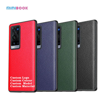 Customer Logo Accepted PU Minibook Genuine Leather Mobile Phone Card Case for VIVO X60 pro