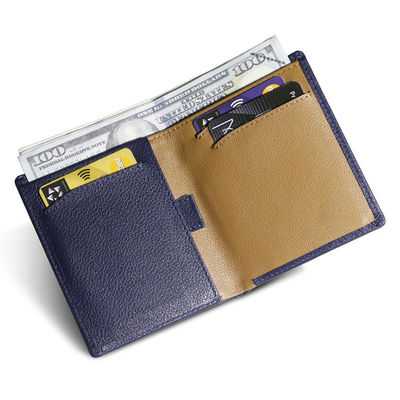 Custom LOGO Men's Front Pocket Wallet made of Full Grain Leather with RFID Protection