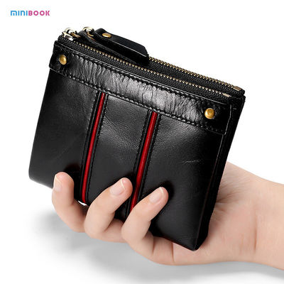 Vintage Style Minibook Men's Wallet with Zipper Closure and Hasp Closure 11.5*10.5*3cm