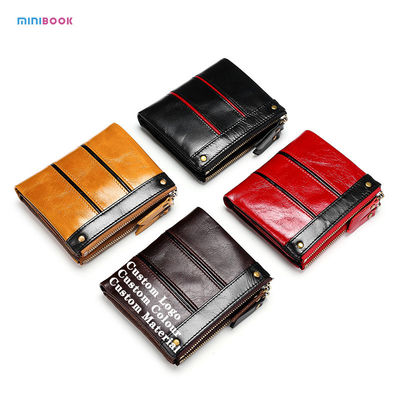 Vintage Style Minibook Men's Wallet with Zipper Closure and Hasp Closure 11.5*10.5*3cm