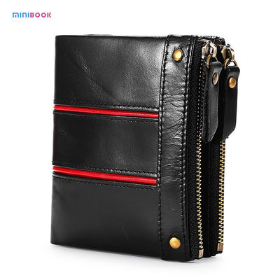 Vintage Style Minibook Men's Wallet with Zipper Closure and Hasp Closure 11.5*10.5*3cm